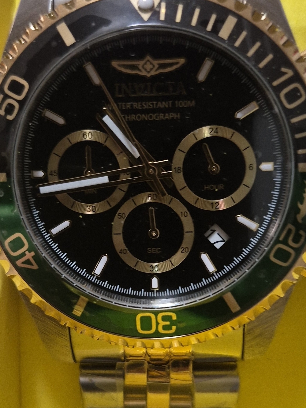 Invicta Gold and Green Men's Chronograph Watch